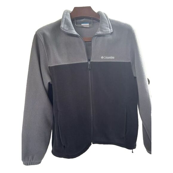 Columbia XL‎ Men'sgranite Mountain 2.0 Full Zip Fleece Grey Black Zipper Pockets - Picture 1 of 5
